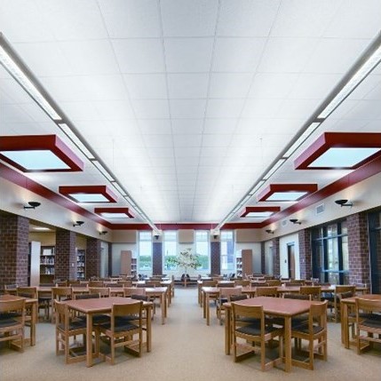 Ceiling tiles in an office space | Featured image for Plasterboard Ceiling Design Ideas blog.