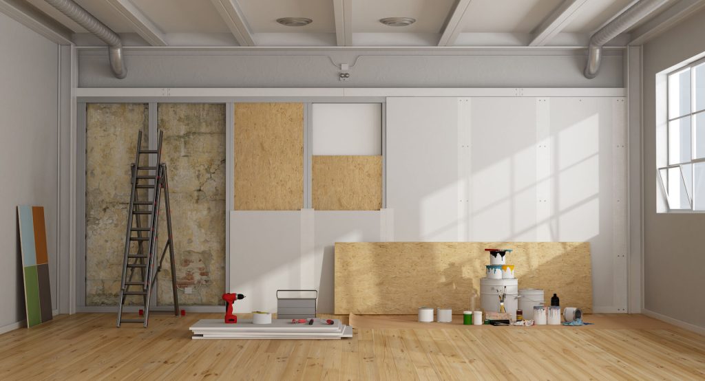 Room being refurnished with new insultion | Featured image for the How to Choose Insulation blog from BetaBoard.